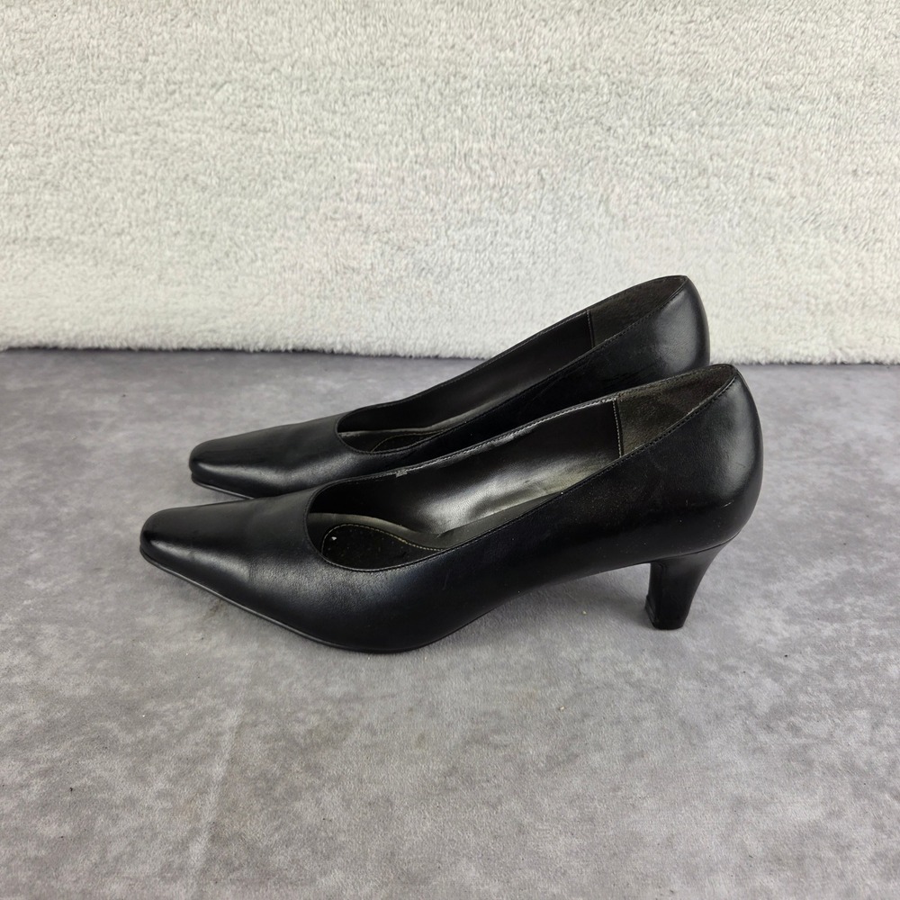 Naturalizer Womens Black Leather Pointed Toe Kitten Heel Pumps Size 9M